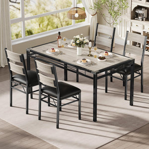 Dining Table Set for 4 with Upholstered Chairs