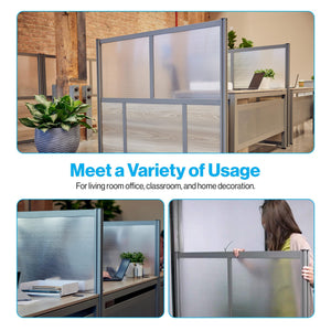 Modern Office Partition Panel – Laminate & Polycarbonate Room Divider 76"H x 96"W