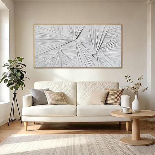 Textured Abstract Canvas Wall Art – Sculptural Minimalist Framed Painting