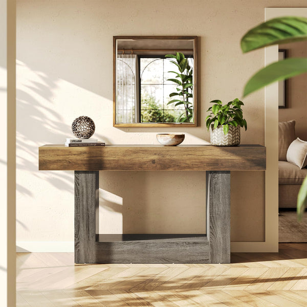 63-Inch 2-Tier Console Table | Farmhouse Sofa & Entryway Table