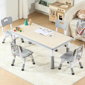 Height Adjustable Kids Table and 4 Chairs Set