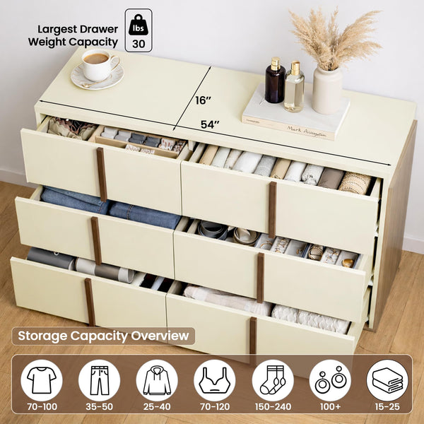 3-Piece Bedroom Set – 6-Drawer Dresser & 2 Charging Nightstands