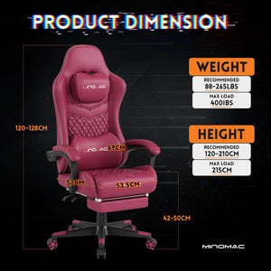 Ergonomic Gaming Chair with Retractable Footrest