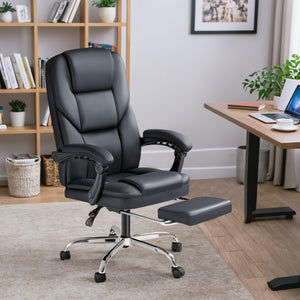Reclining Executive Office Chair with Footrest & Lumbar Support