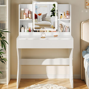 Small Vanity Desk with Mirror and Lights