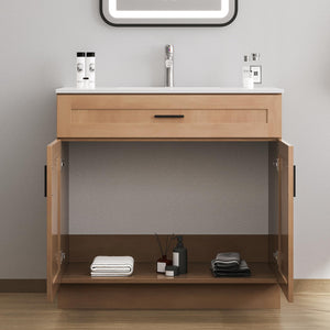 Bathroom Vanity Cabinet with Sink – Soft-Close Doors, Drawer & Metal Handles