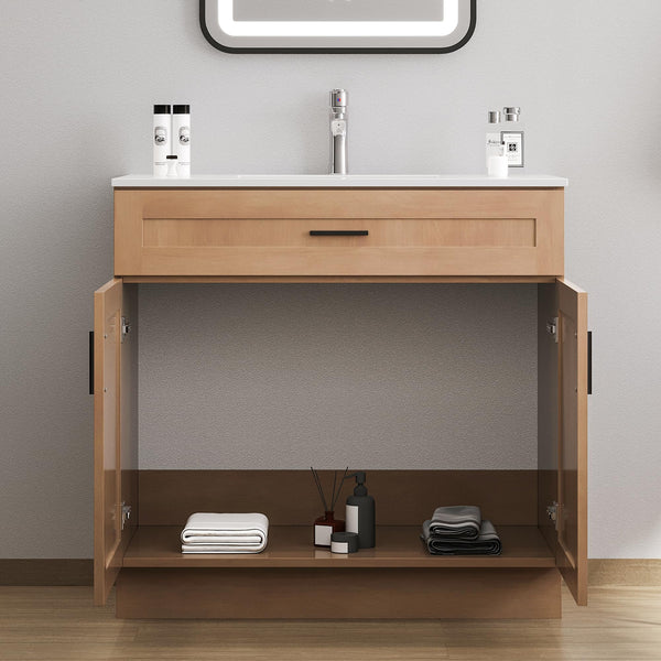 Bathroom Vanity Cabinet with Sink – Soft-Close Doors, Drawer & Metal Handles