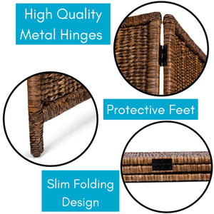 3 Panel Seagrass Room Divider – Foldable Privacy Screen