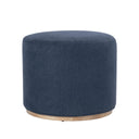 Round Upholstered Ottoman with Wood Base