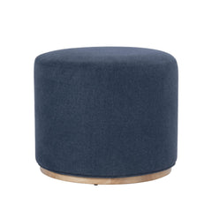Round Upholstered Ottoman with Wood Base