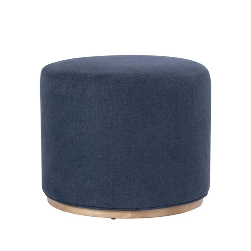 Round Upholstered Ottoman with Wood Base