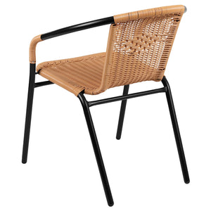 Rattan Stack Chair Set of 2 – Indoor Outdoor Patio Dining Chair