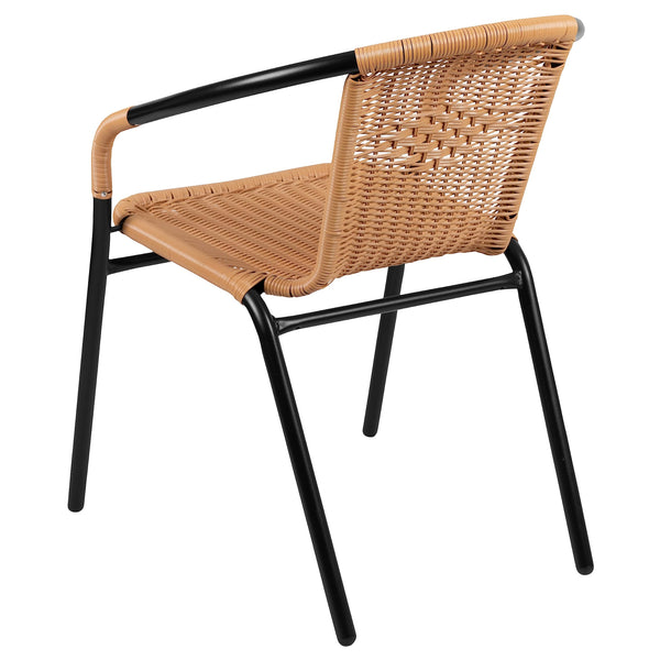 Rattan Stack Chair Set of 2 – Indoor Outdoor Patio Dining Chair