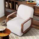 Swivel Accent Chair with Solid Wood Base & Chenille Fabric