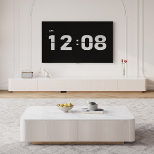 Modern TV Stand with Sintered Stone Top & Wood Drawers