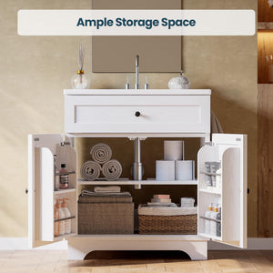 30-Inch Bathroom Vanity with Integrated Ceramic Sink