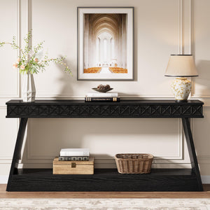 70.9" Farmhouse Console Table with 2-Tier Storage