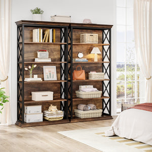 5-Tier Bookcase with X-Pattern Sides