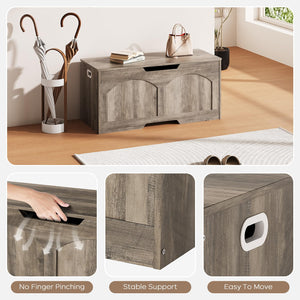 Retro Wooden Storage Bench with Safety Hinges