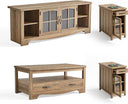 Farmhouse Living Room Table Set 4-Piece with TV Stand, Coffee Table & End Tables
