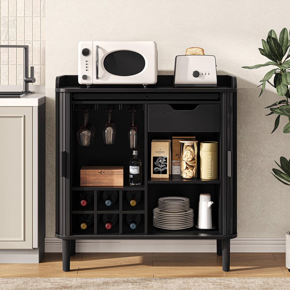 Mid-Century Modern Bar Cabinet with Charging Station