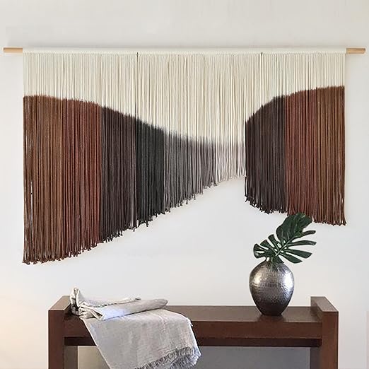 Large Boho Macrame Wall Hanging – Sunset Dip Dye Cotton Tapestry