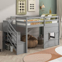 Twin Loft Bed with Storage Staircase & Underbed Space