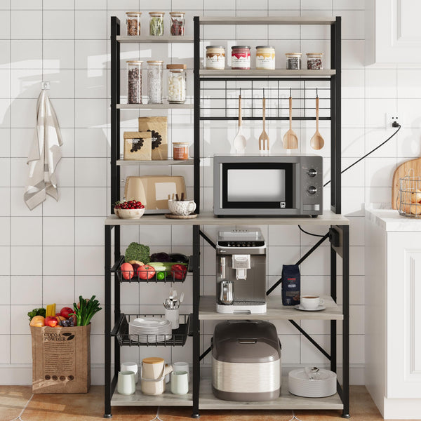 7-Tier Baker's Rack with Power Outlet & Wire Baskets