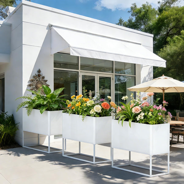 Large Metal Planter Box with Legs — Rectangular Raised Garden Bed for Outdoor & Indoor Use