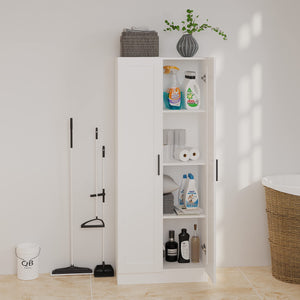 Tall Wooden Storage Cabinet with 2 Doors & Shelves