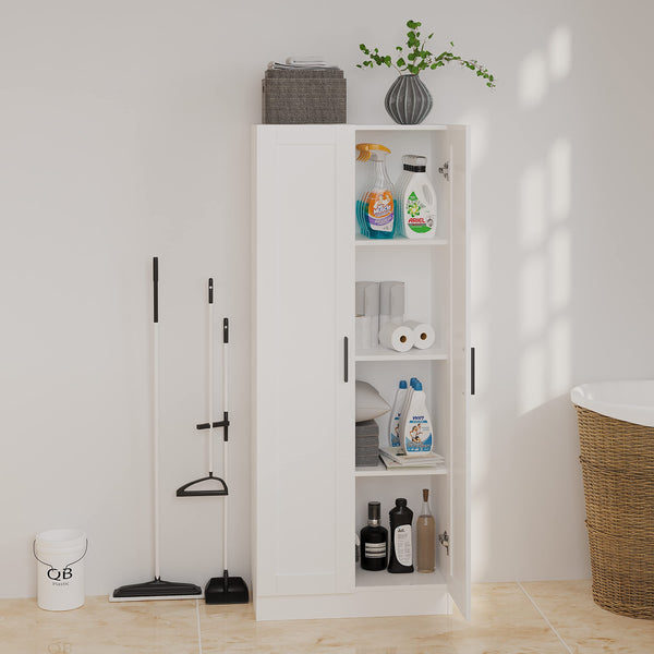 Tall Wooden Storage Cabinet with 2 Doors & Shelves
