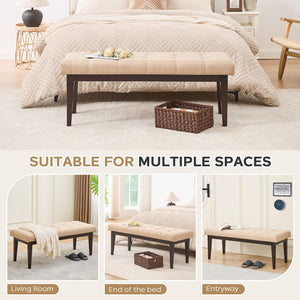 Button-Tufted Upholstered Bench