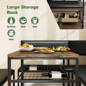 Corner Dining Set with L-Shaped Bench & Storage