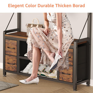 5-in-1 Hall Tree with Bench, Drawers, Shoe Rack & Hooks – 39"W
