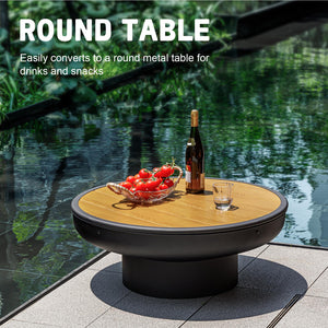 Round Wood Burning Fire Pit with Lid, Grill Grates & Deep Bowl – Outdoor Backyard Patio