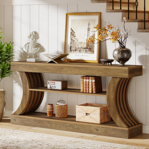 70.9" Farmhouse Console Table with 3-Tier Storage