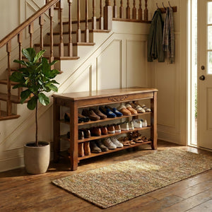 Lift-Top Storage Bench with 3-Tier Shoe Rack