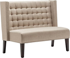 Tufted Loveseat Sofa with Wooden Legs – 2-Seat Upholstered Couch