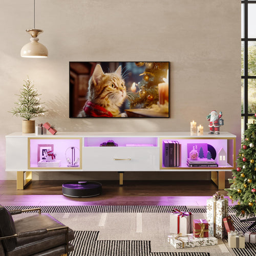 80 Inch LED TV Stand with Storage and Drawer
