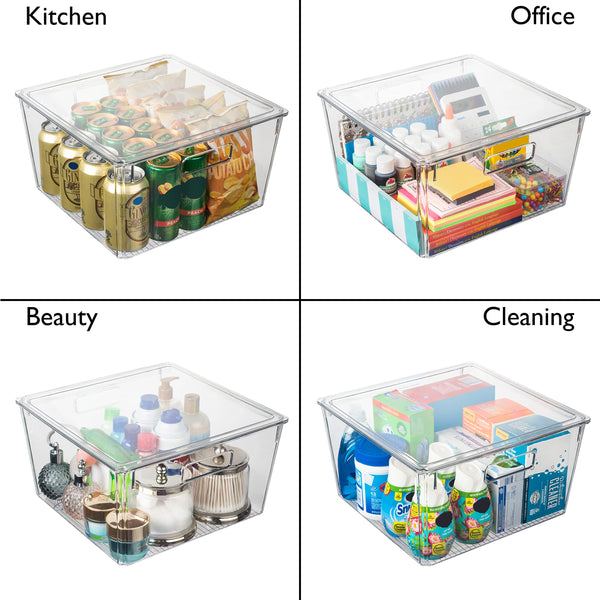 Clear Plastic Storage Bins with Lids – Kitchen, Pantry & Fridge Organizer