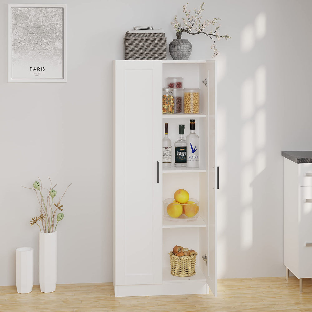 Tall Wooden Storage Cabinet with 2 Doors & Shelves