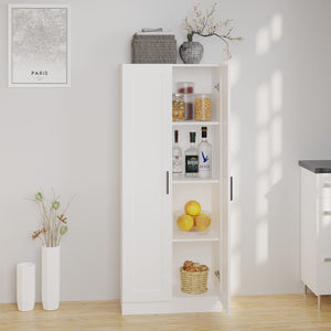 Tall Wooden Storage Cabinet with 2 Doors & Shelves