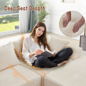 L-Shaped Modular Sectional Sofa with Chaise – Deep Seat, Corduroy, No Assembly