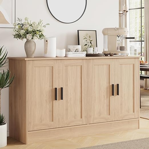 53" 4-Door Buffet Cabinet & Kitchen Sideboard with Adjustable Shelves