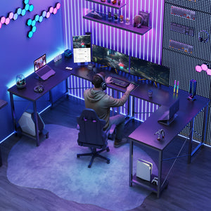 L-Shaped Gaming & Home Office Corner Desk 50 Inch with CPU Shelf