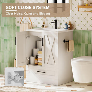 24-Inch Freestanding Bathroom Vanity with Sink and Storage Cabinet