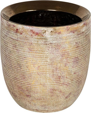 Large Embossed Stoneware Planter with PVC Liner