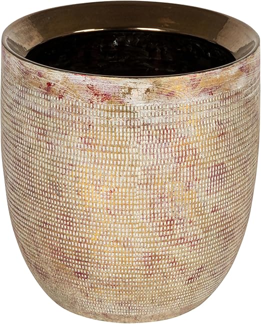 Large Embossed Stoneware Planter with PVC Liner