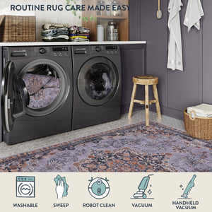 Purple Multi-Color Boho Area Rug – Ultra-Thin, Non-Slip, Machine Washable