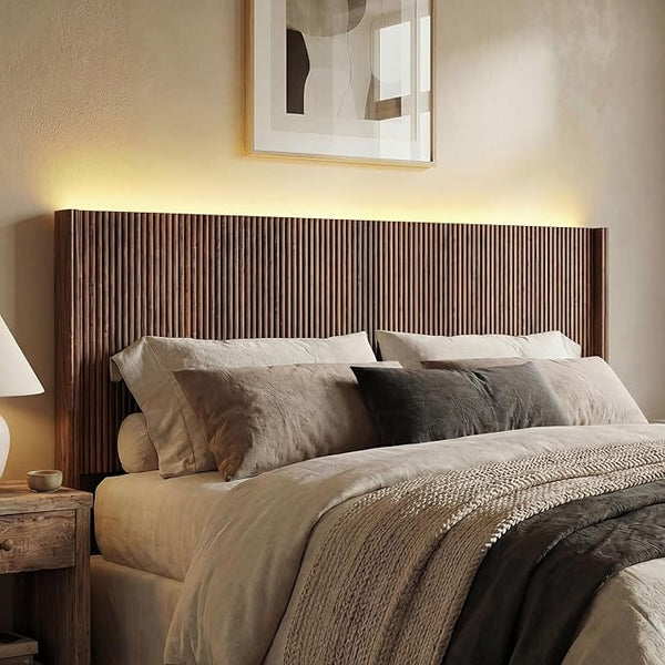 Fluted Wall-Mounted Headboard with LED Lighting